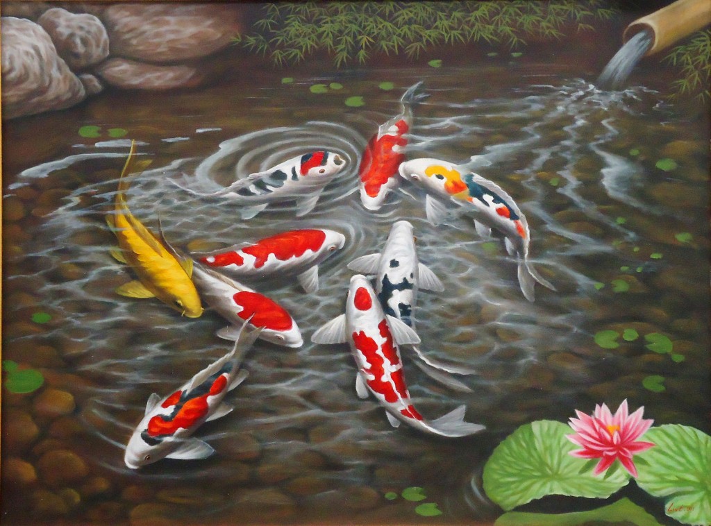 Lukisan Ikan Koi (1) Lia Gallery - Lukisan Natural