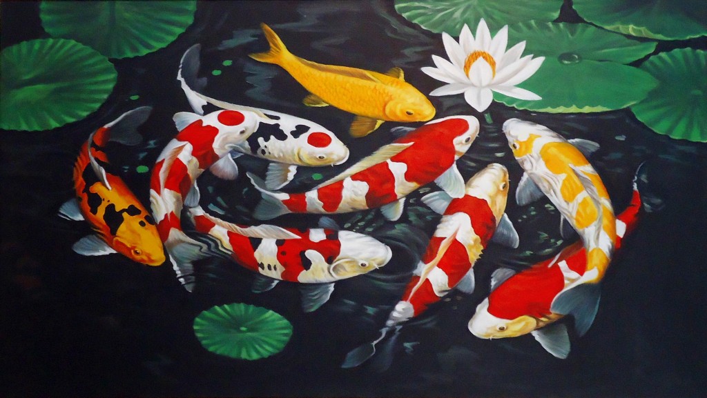 Lukisan Ikan Koi (2) - Lia Gallery - Natural